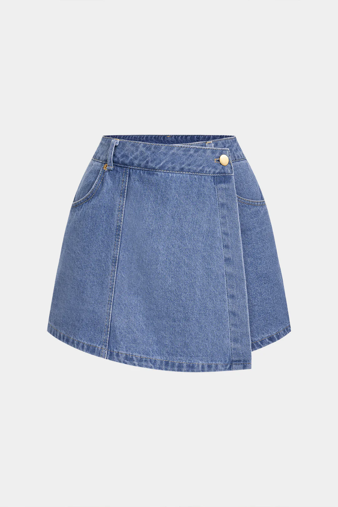 Denim Asymmetrical Pocket Shorts