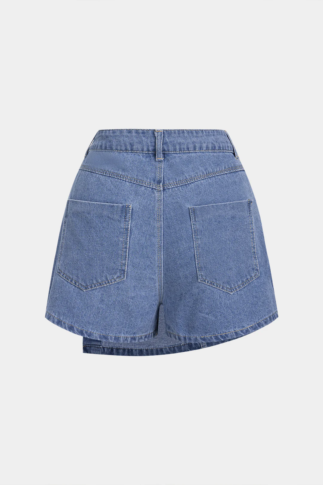 Denim Asymmetrical Pocket Shorts - Image 2