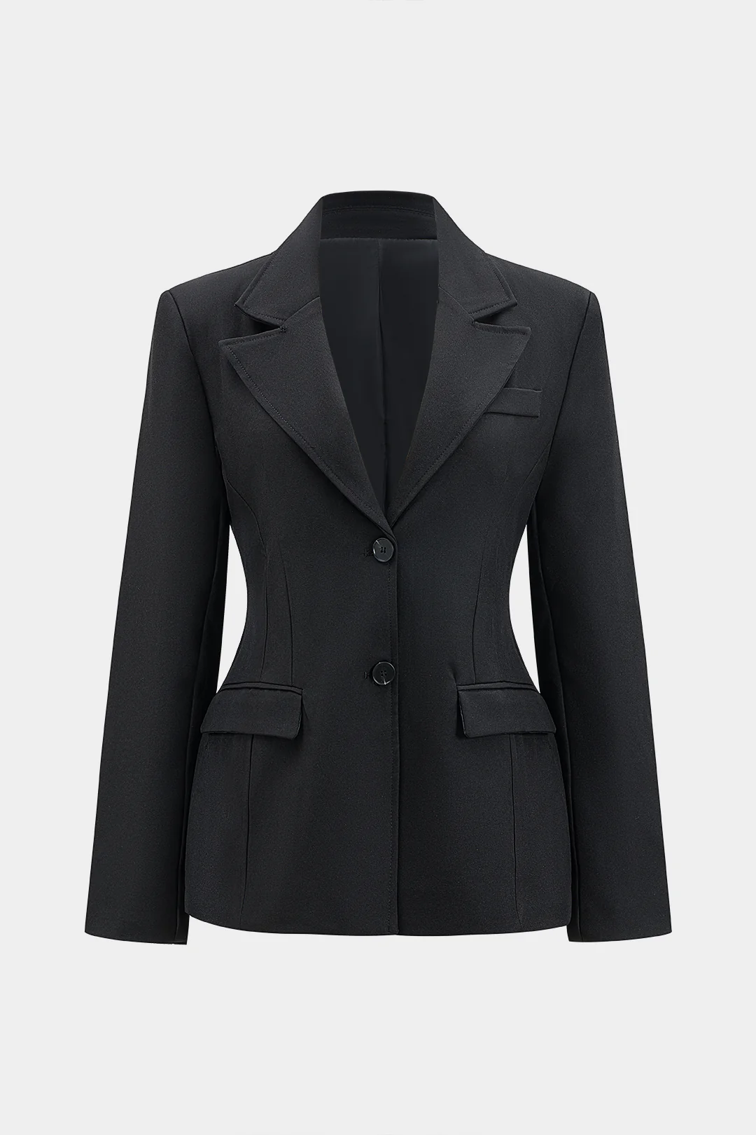 Notched Lapel Button Shoulder Pads Blazer