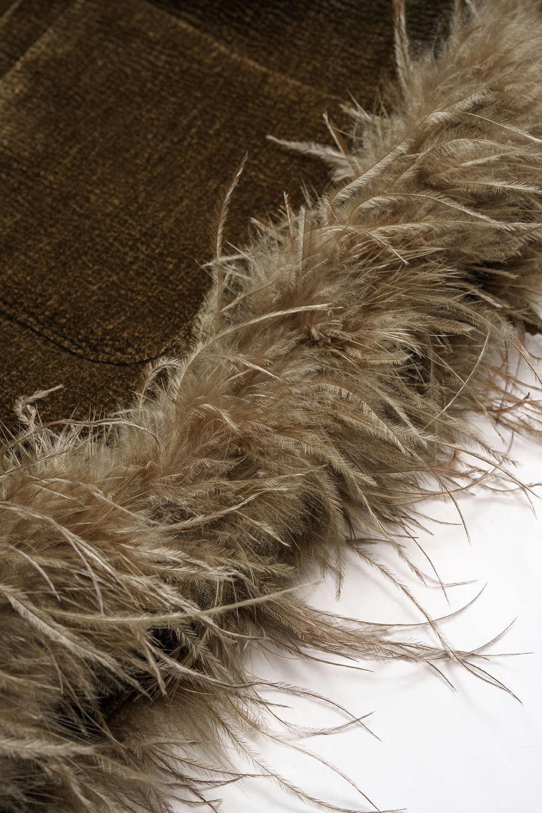 Corduroy Patchwork Feather Trim Blazer - Image 3