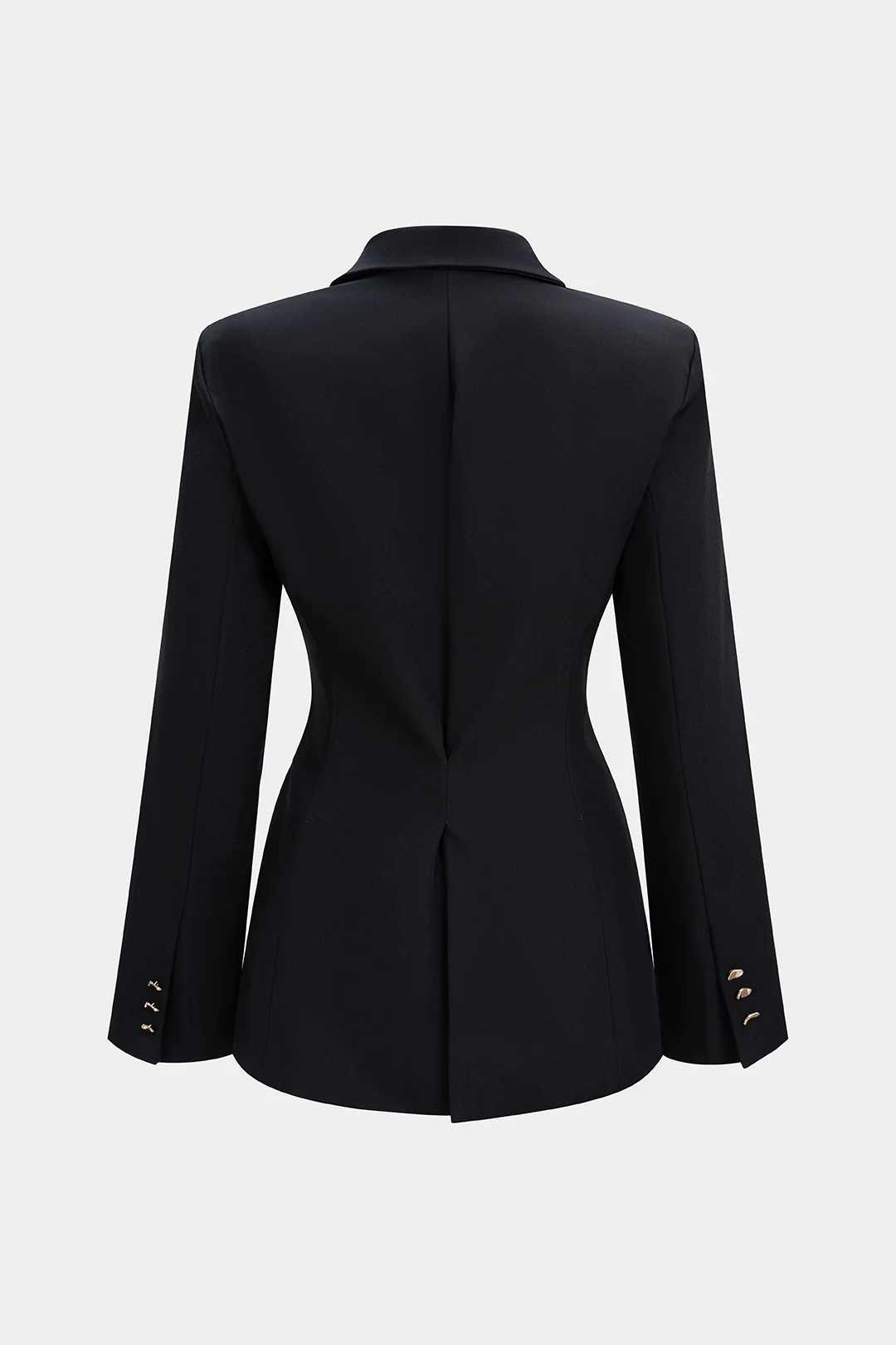 Notched Lapel Metallic Decor Ruched Asymmetrical Blazer - Image 2