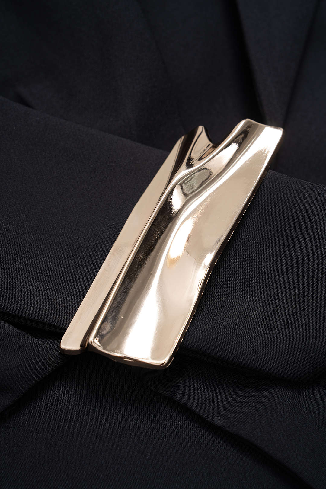 Notched Lapel Metallic Decor Ruched Asymmetrical Blazer - Image 3