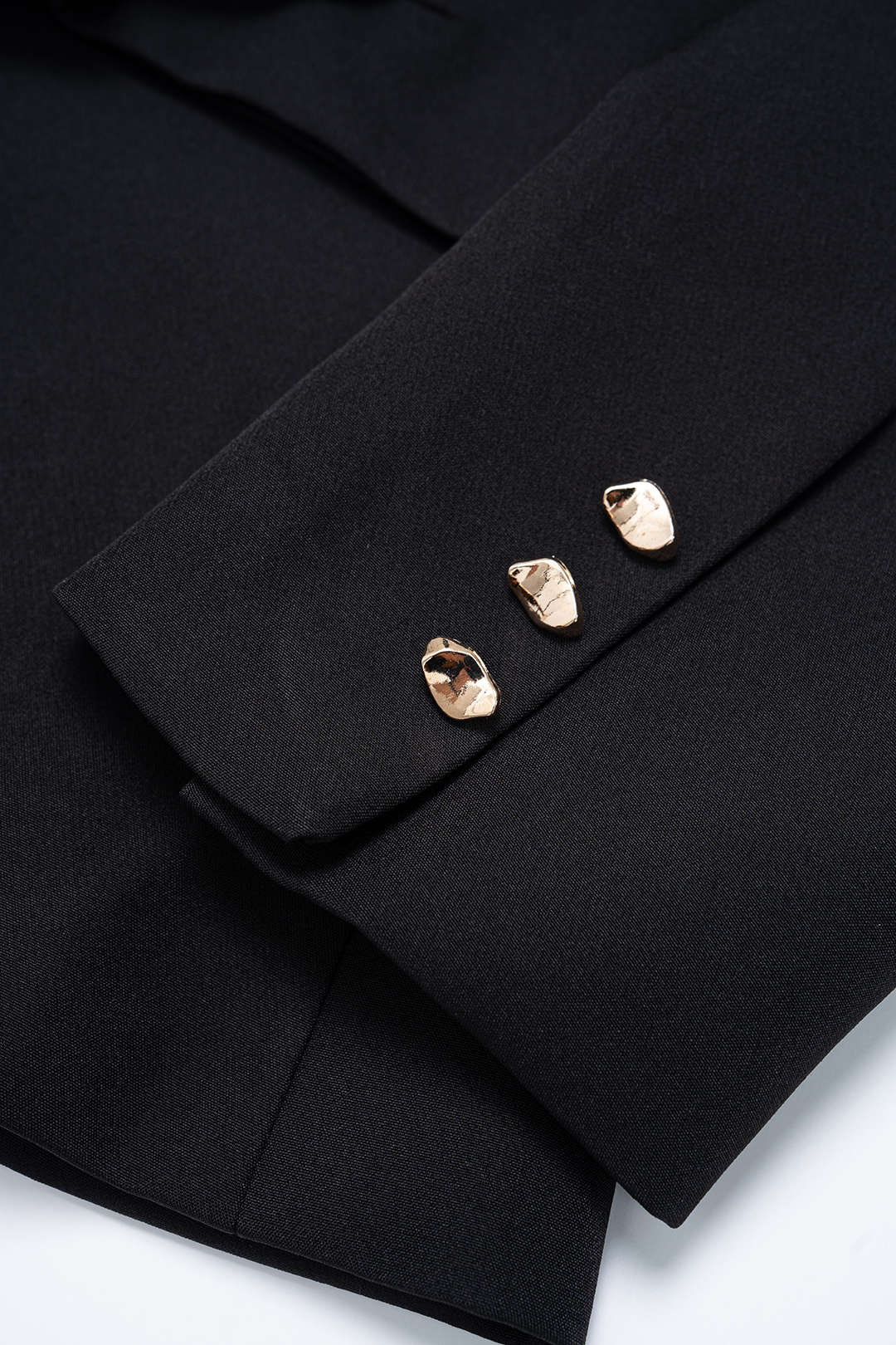 Notched Lapel Metallic Decor Ruched Asymmetrical Blazer - Image 4