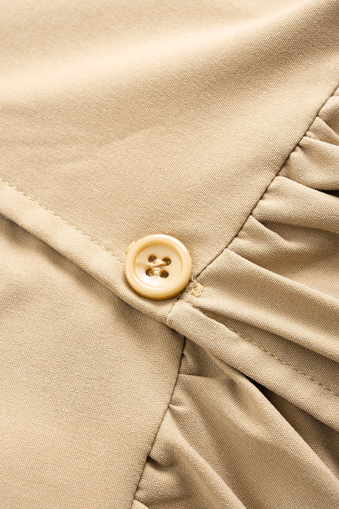Lapel Button Tie-Up Ruched Coat - Image 3