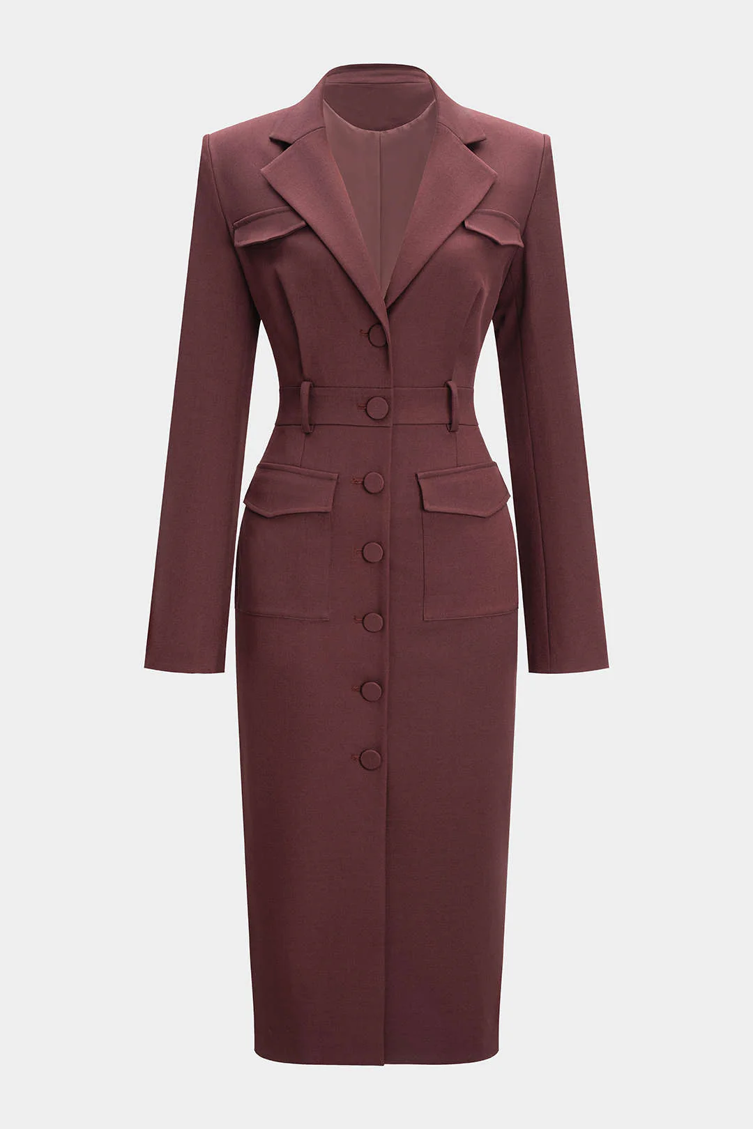 Notched Lapel Button Pocket Coat