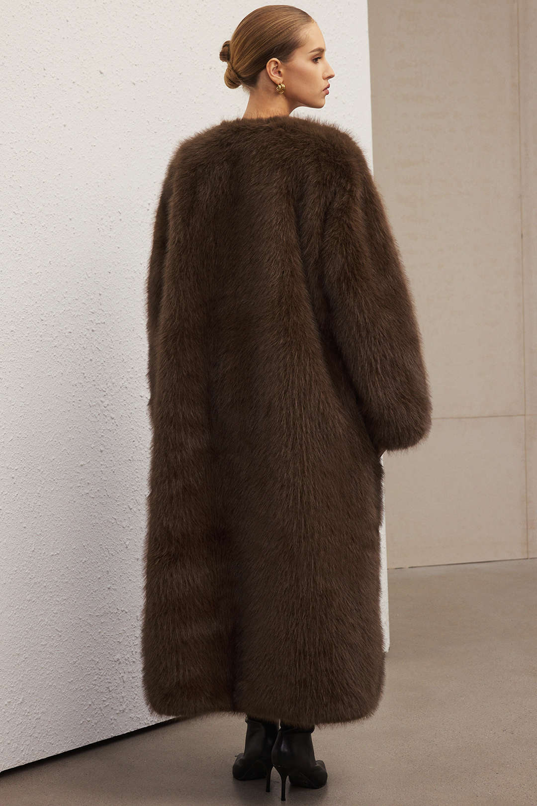 Faux Fur Long Coat - Image 3
