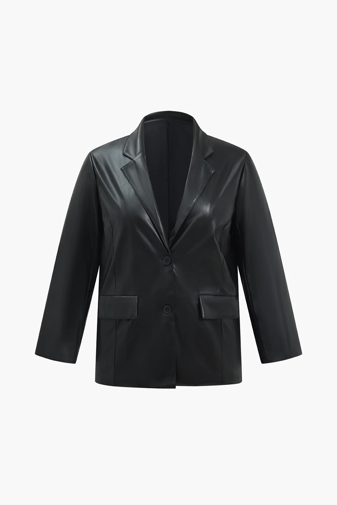 Plus Size Solid Pu Leather Jacket - Image 6