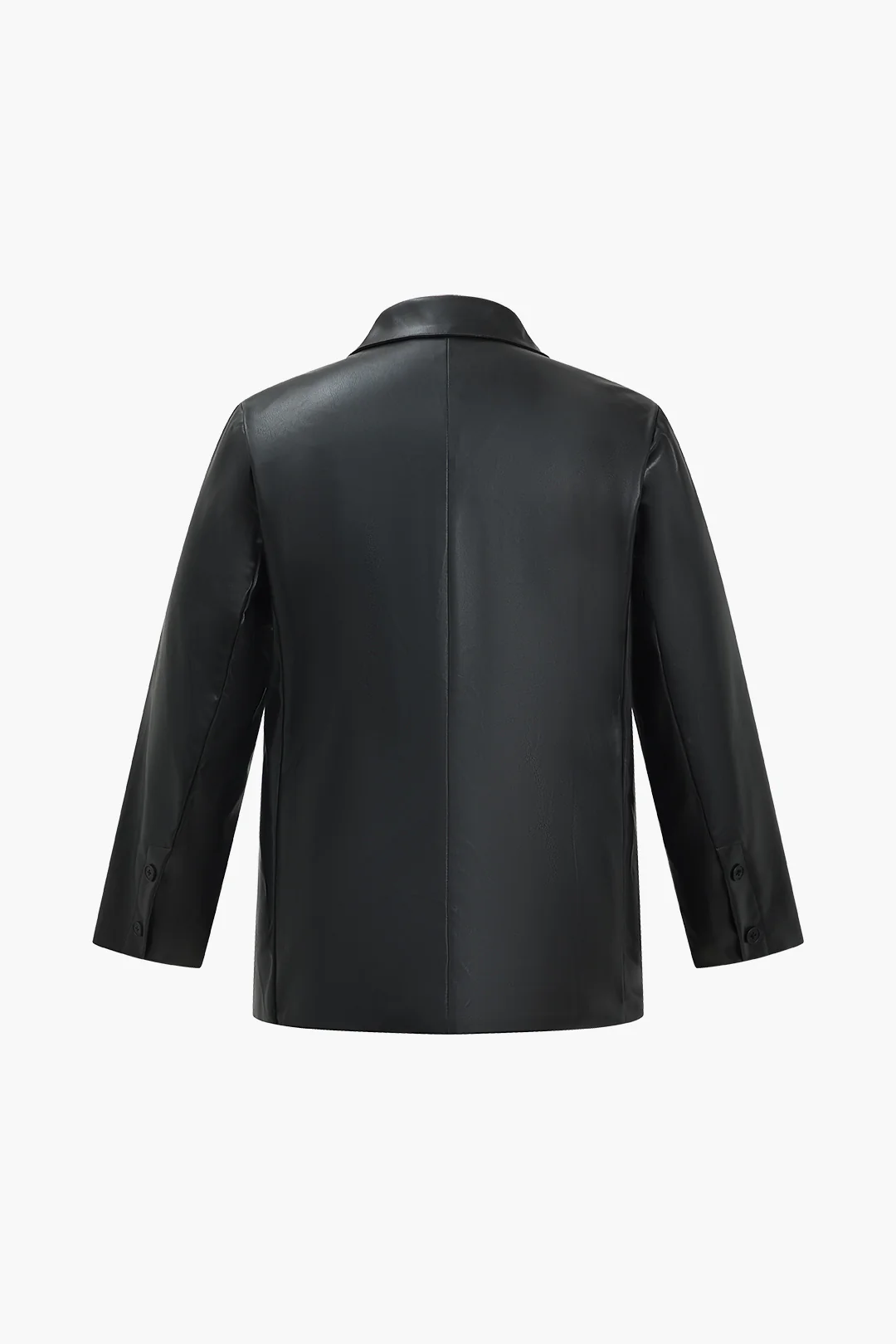 Plus Size Solid Pu Leather Jacket - Image 7