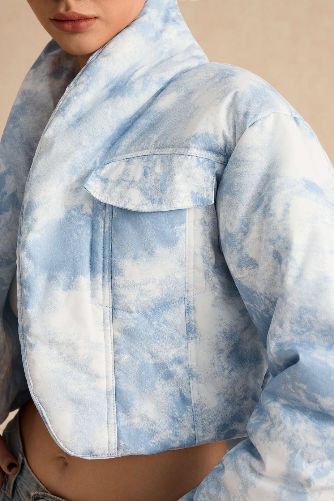 Tie Dye Print Padded Pocket Long-Sleeve Puffer - Image 4