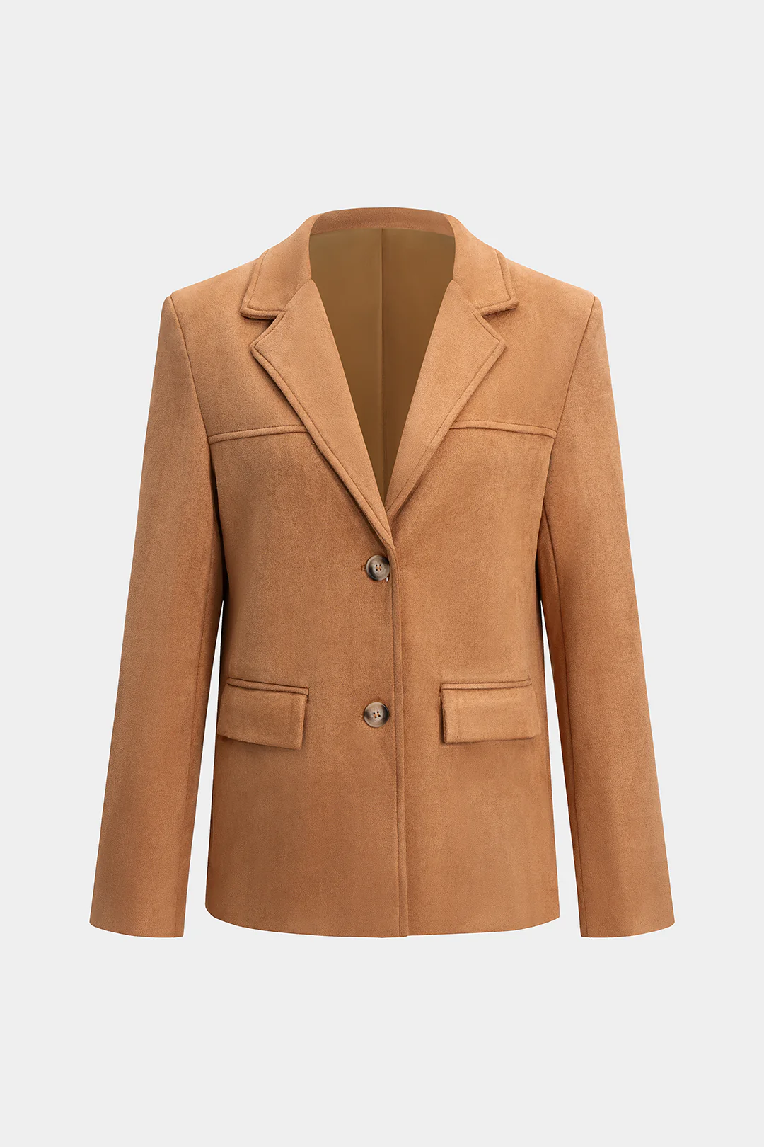 Suede Button Notched Lapel Jacket