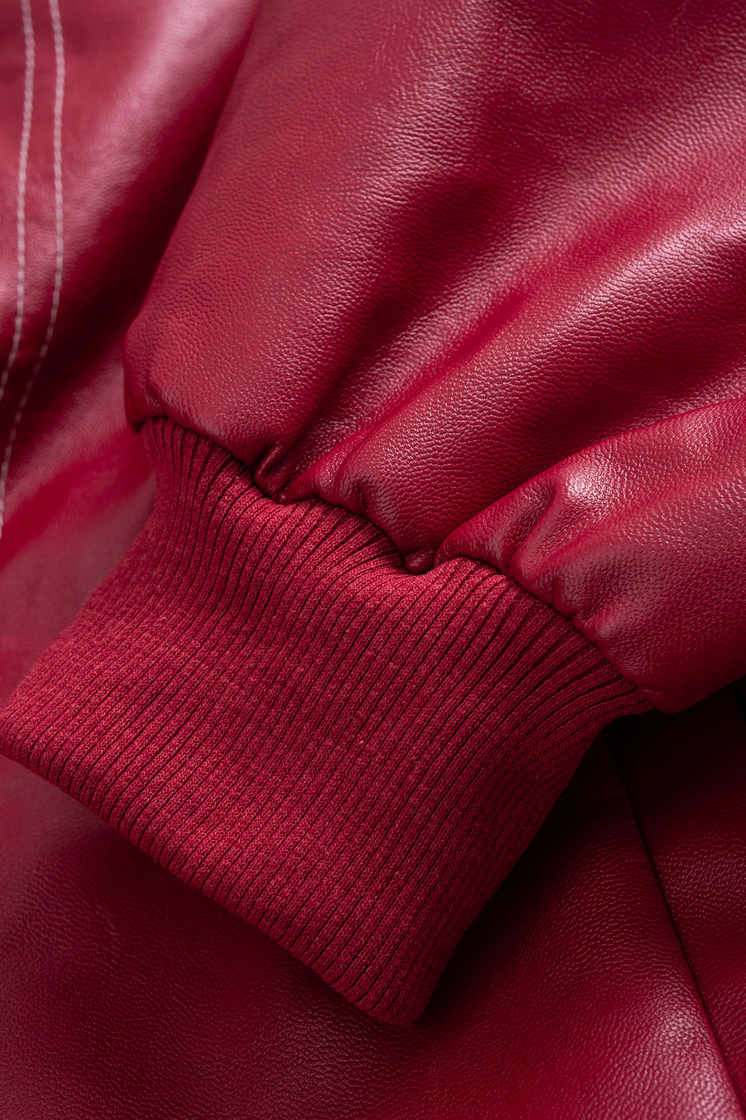 Faux Leather Patchwork Zipper Jacket - Image 4