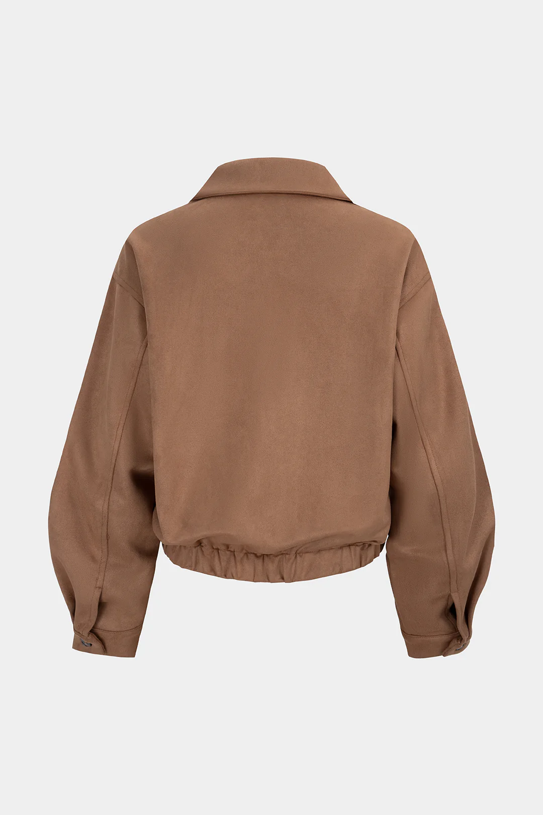 Suede Lapel Collar Zipper Pocket Jacket - Image 2
