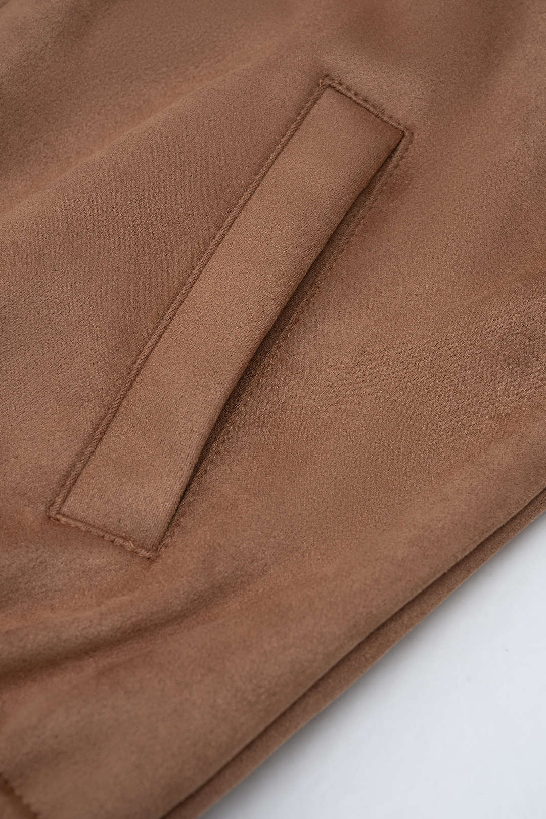 Suede Lapel Collar Zipper Pocket Jacket - Image 5