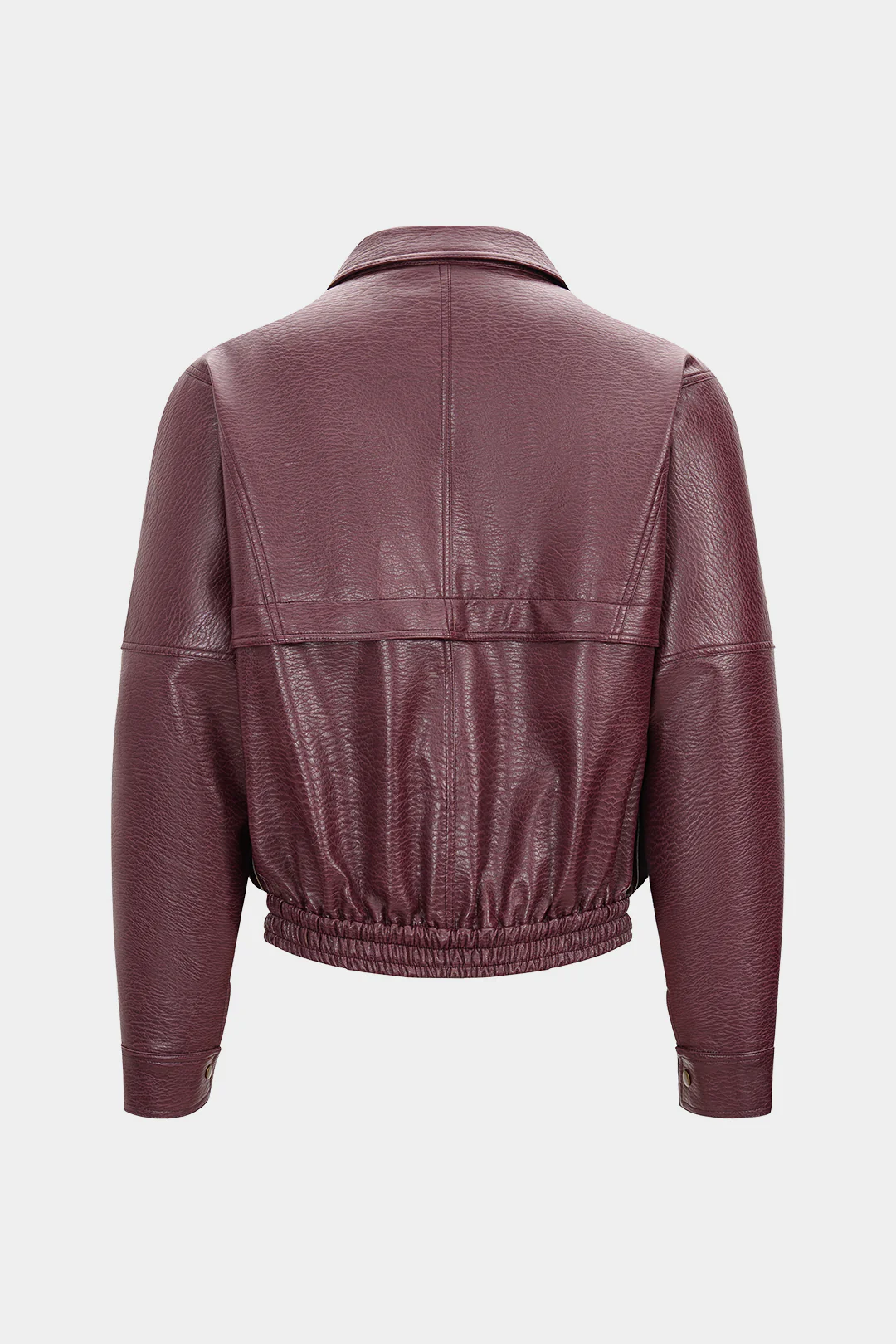 Faux Leather Texture Zipper Jacket - Image 2