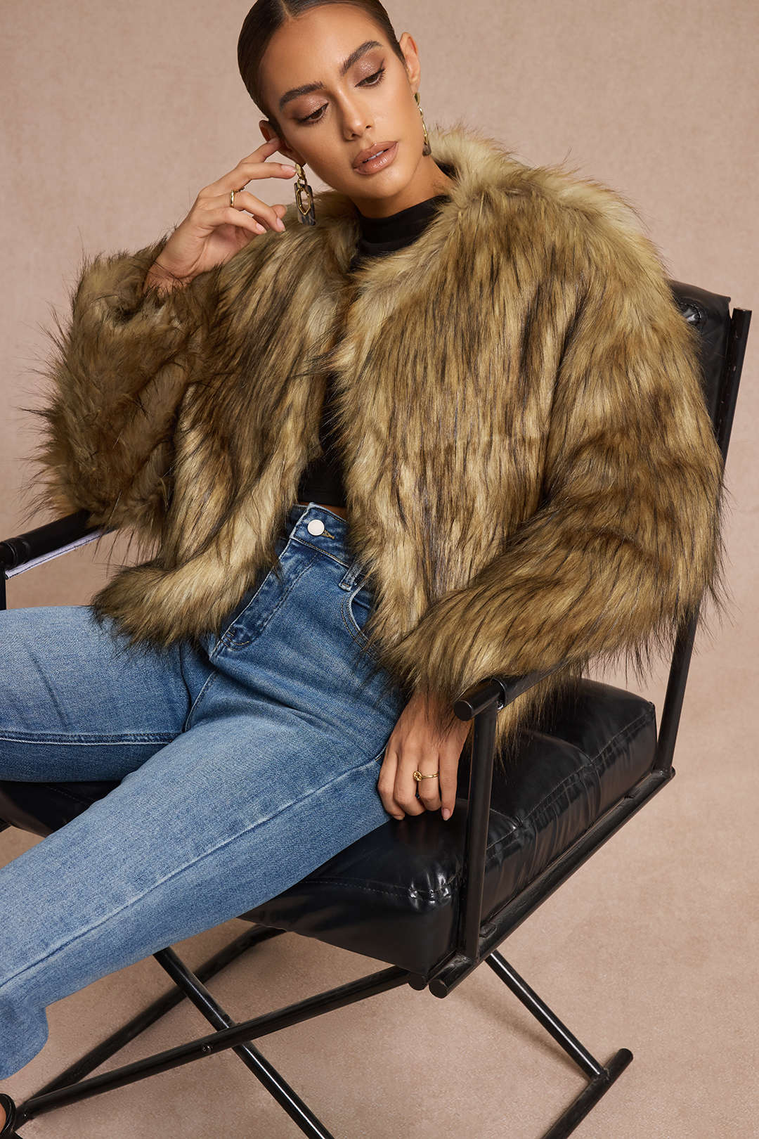 Faux Fur Long Sleeve Jacket - Image 2