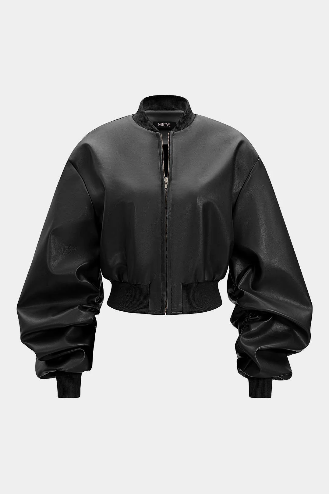 Faux Leather Patchwork Ribbed Jacket - Image 10