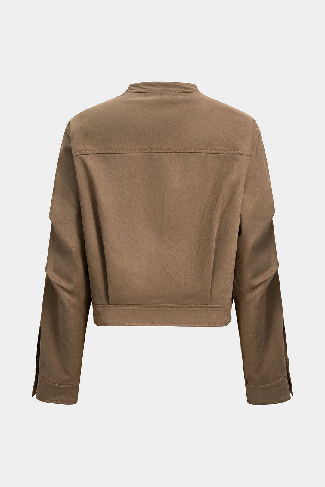 Suede Stand Collar Cropped Jacket - Image 3