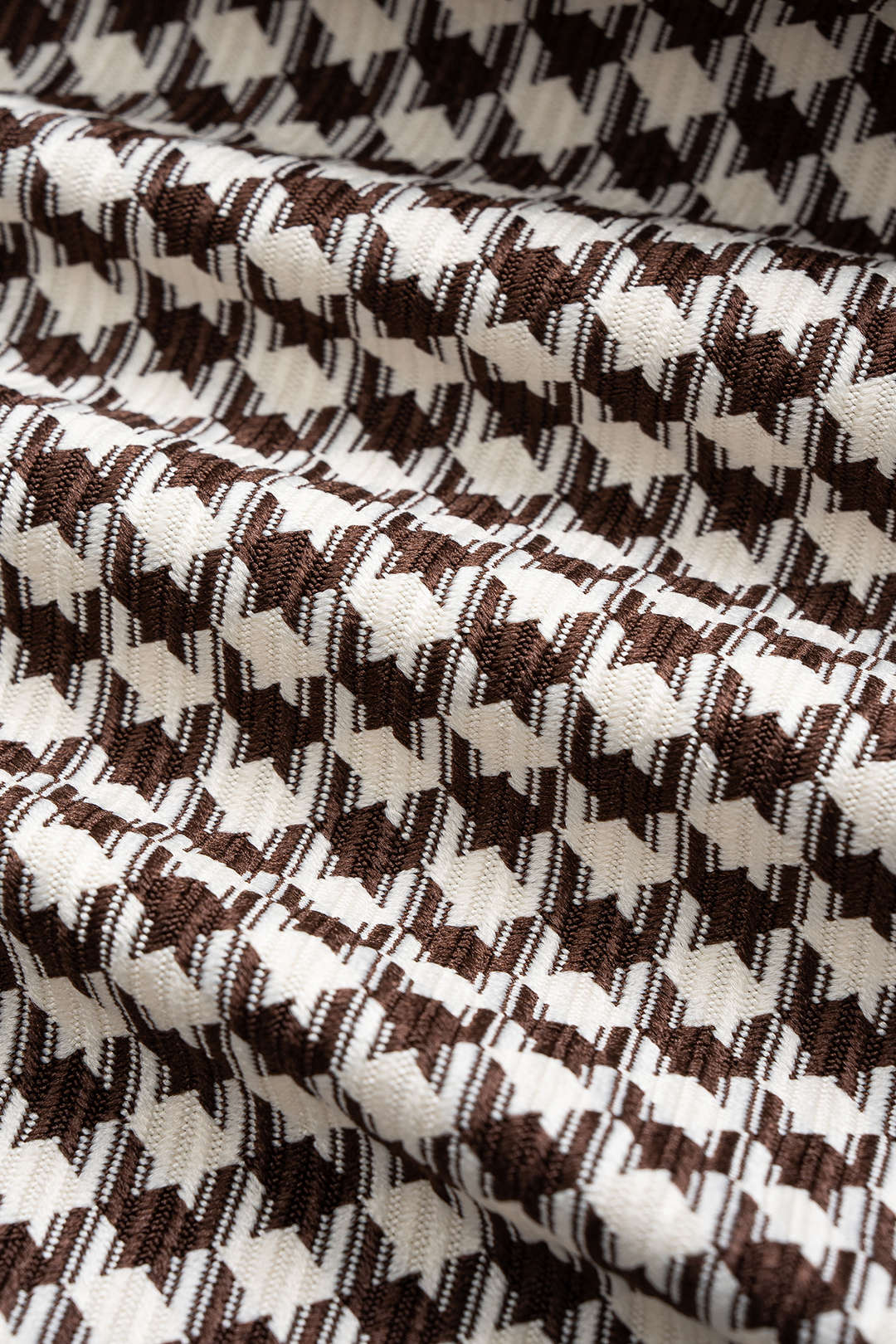 Houndstooth Print Patchwork Zipper Jacket - Image 4