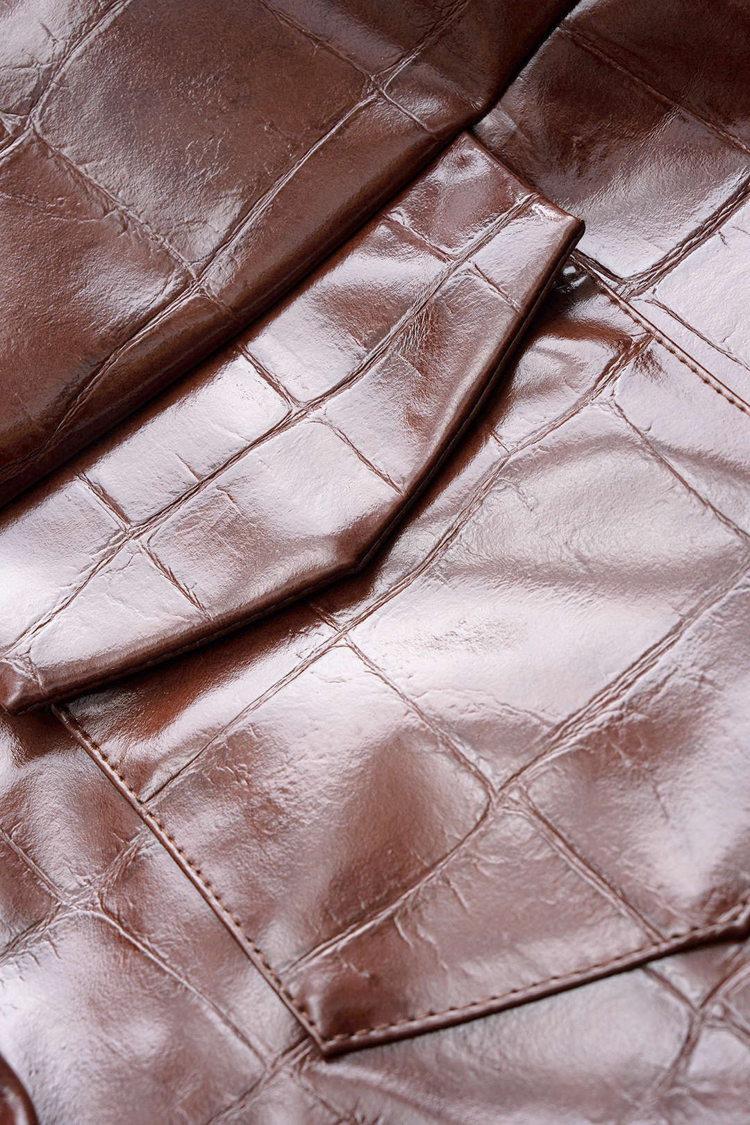 Faux Leather Pocket Cropped Jacket - Image 3