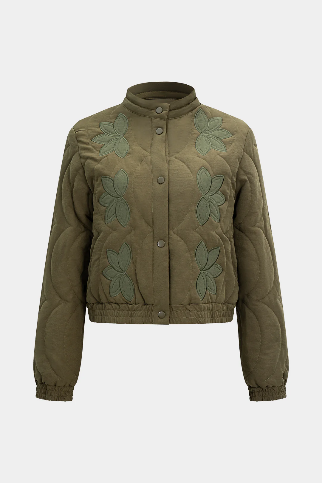 Embroidery Stand Collar Seamdetail Puffer