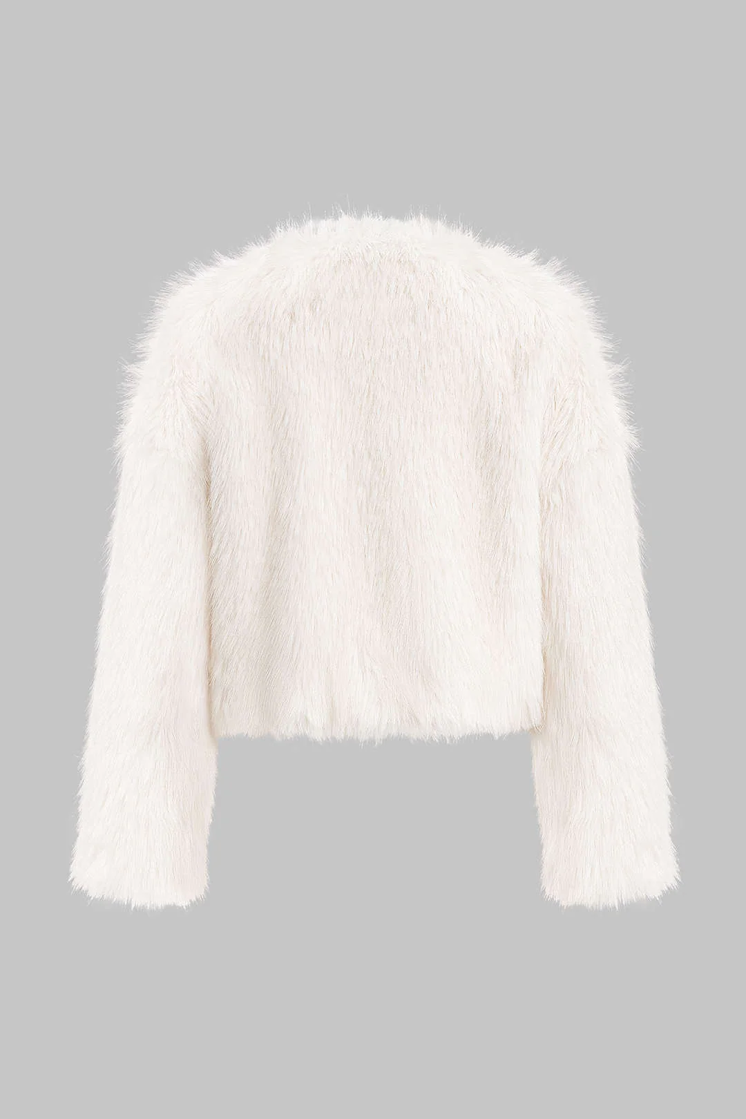 Faux Fur Round Neck Cropped Coat - Image 2