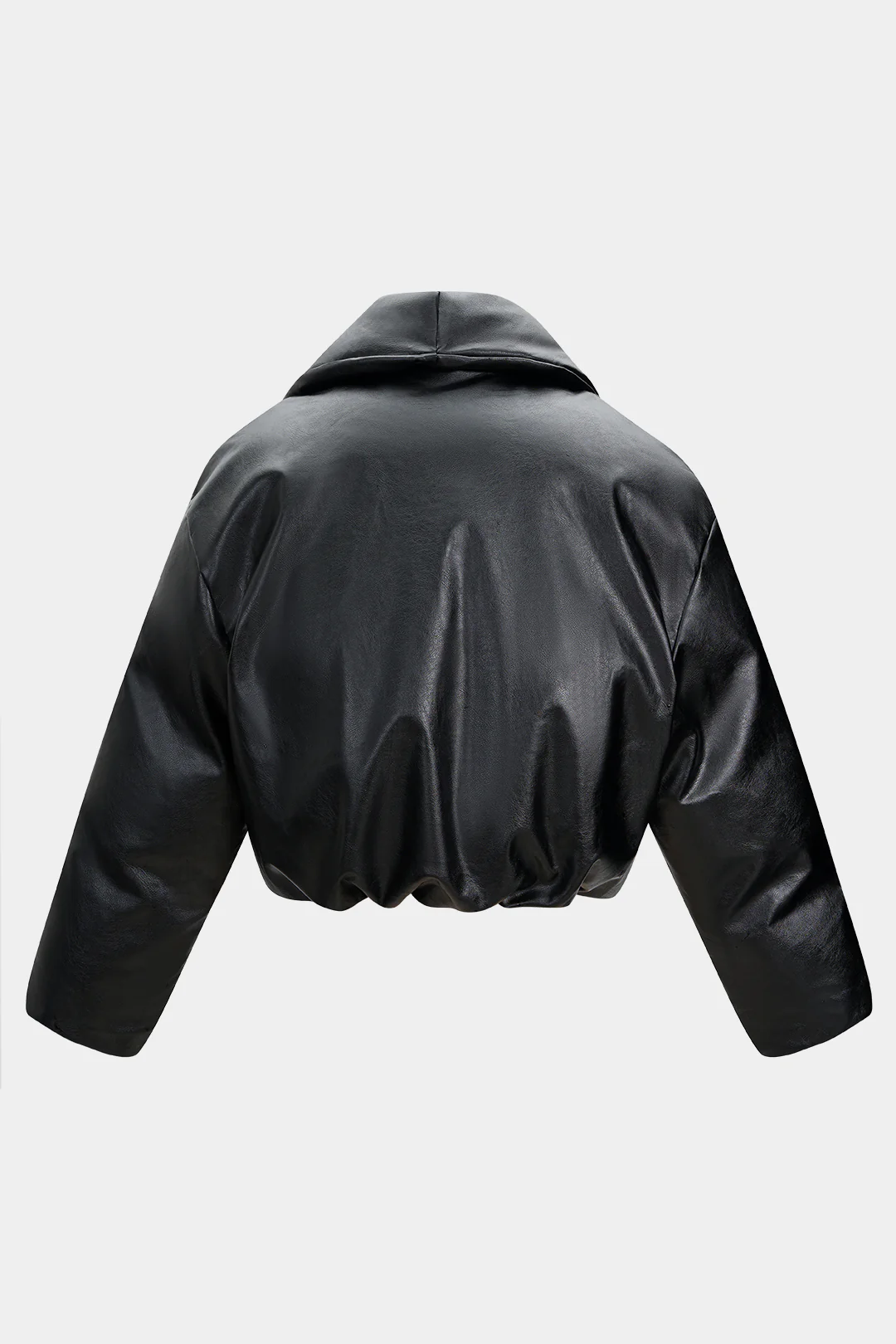 Faux Leather Stand Collar Puffer - Image 2