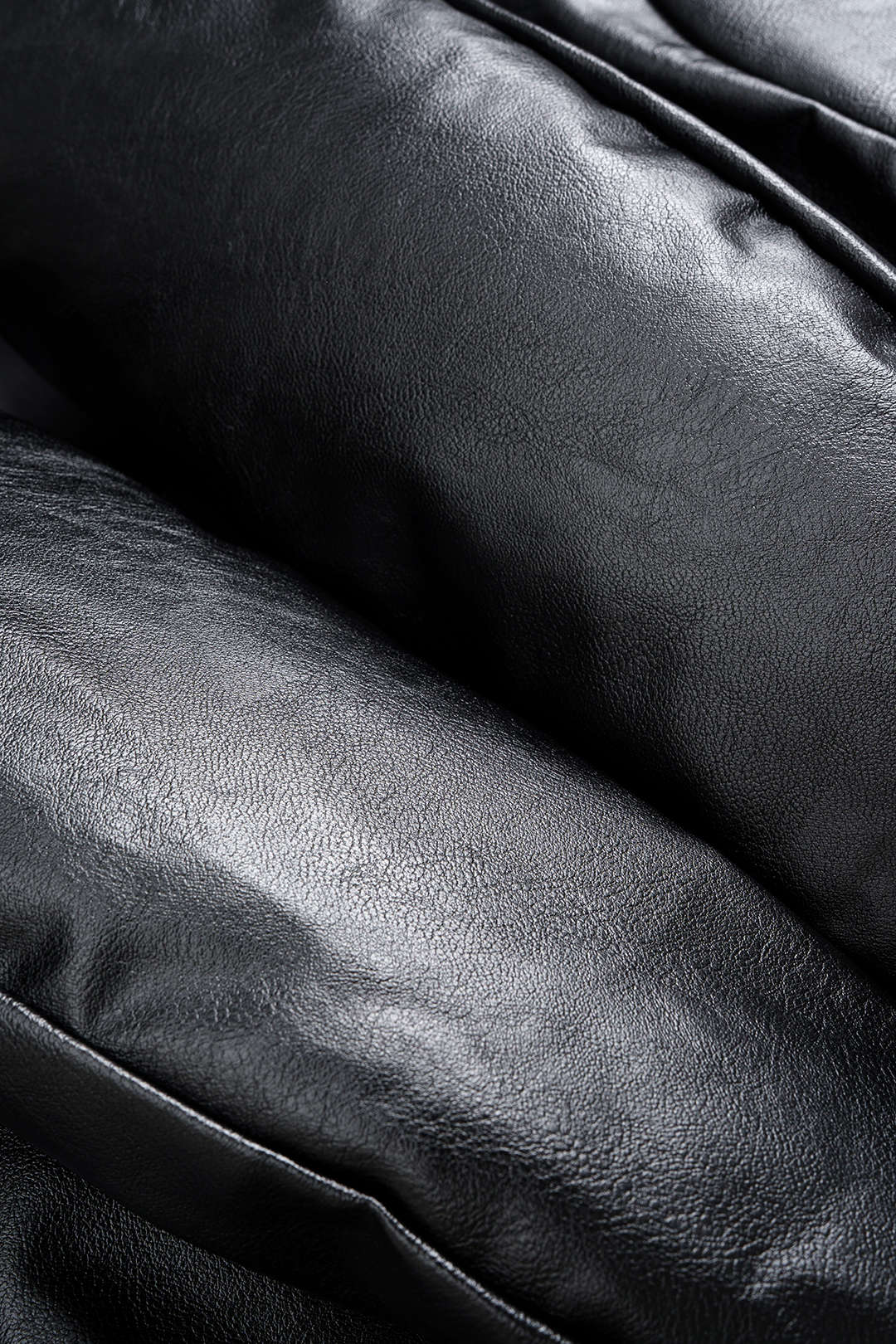 Faux Leather Stand Collar Puffer - Image 3