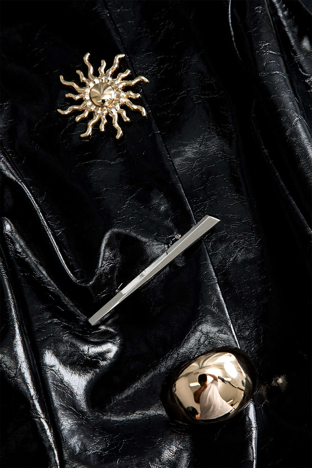 Solid Faux Leather Button Vest - Image 3