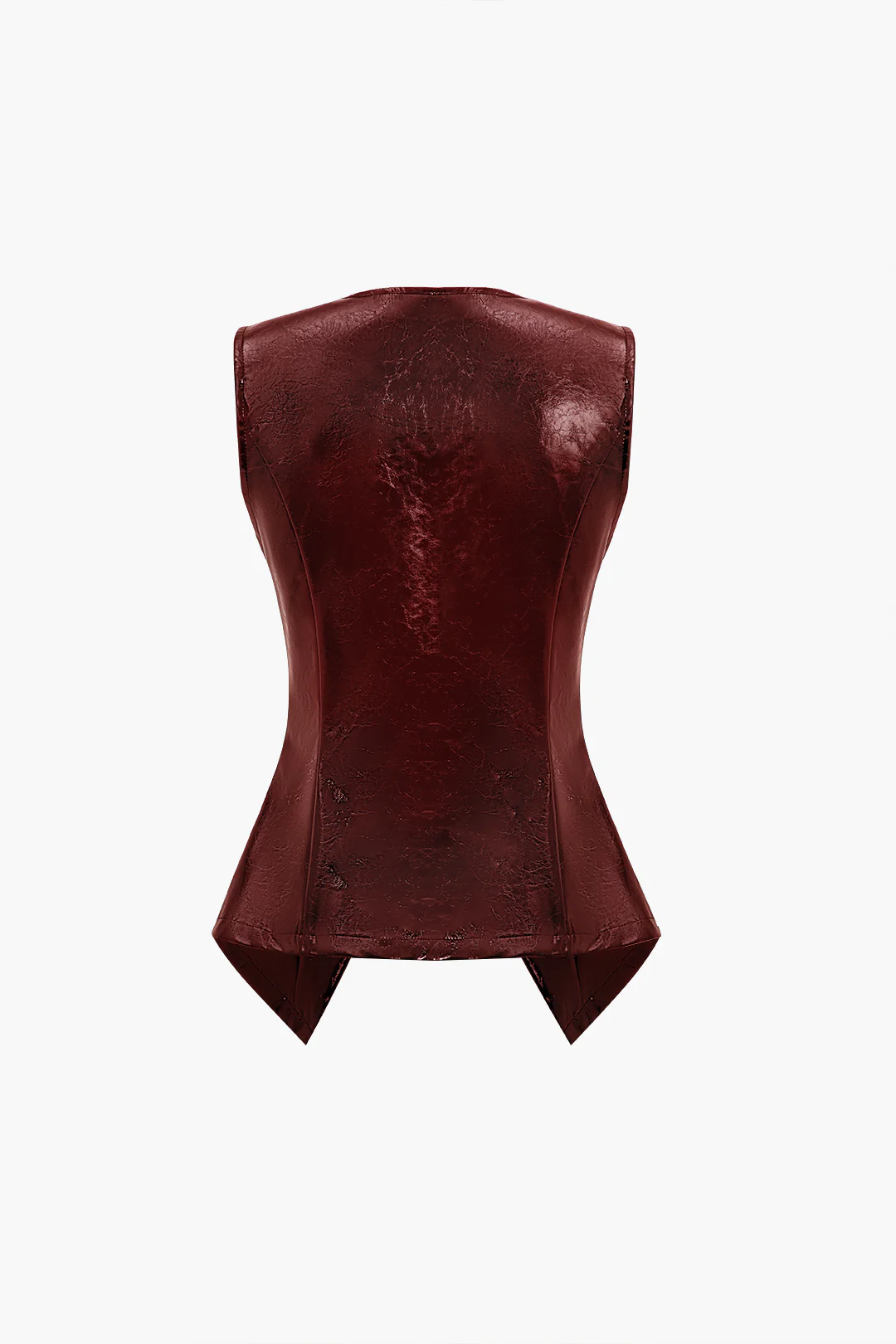 Solid Faux Leather Button Vest - Image 6