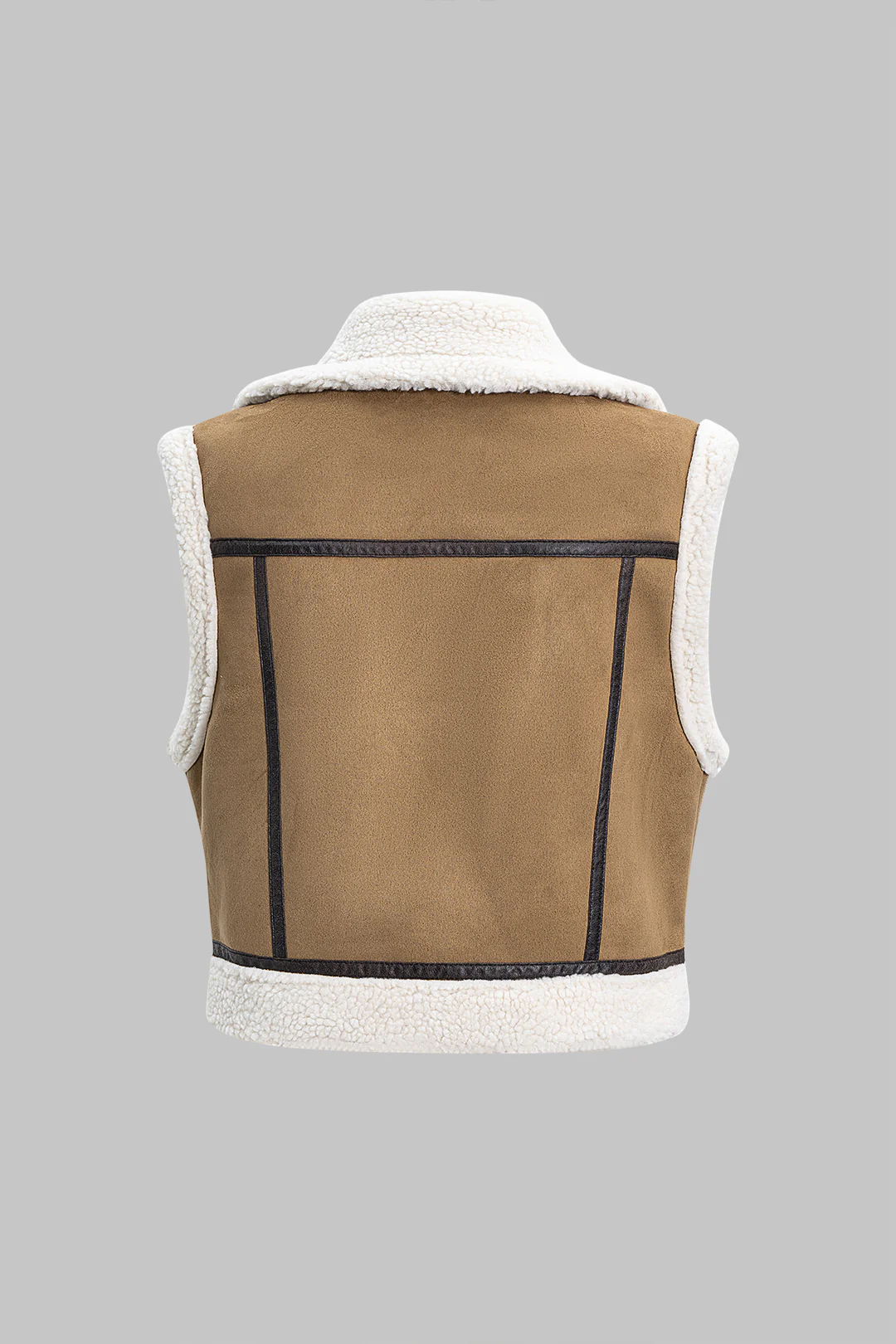 Suede Patchwork Zipper Tank Vest - Image 2