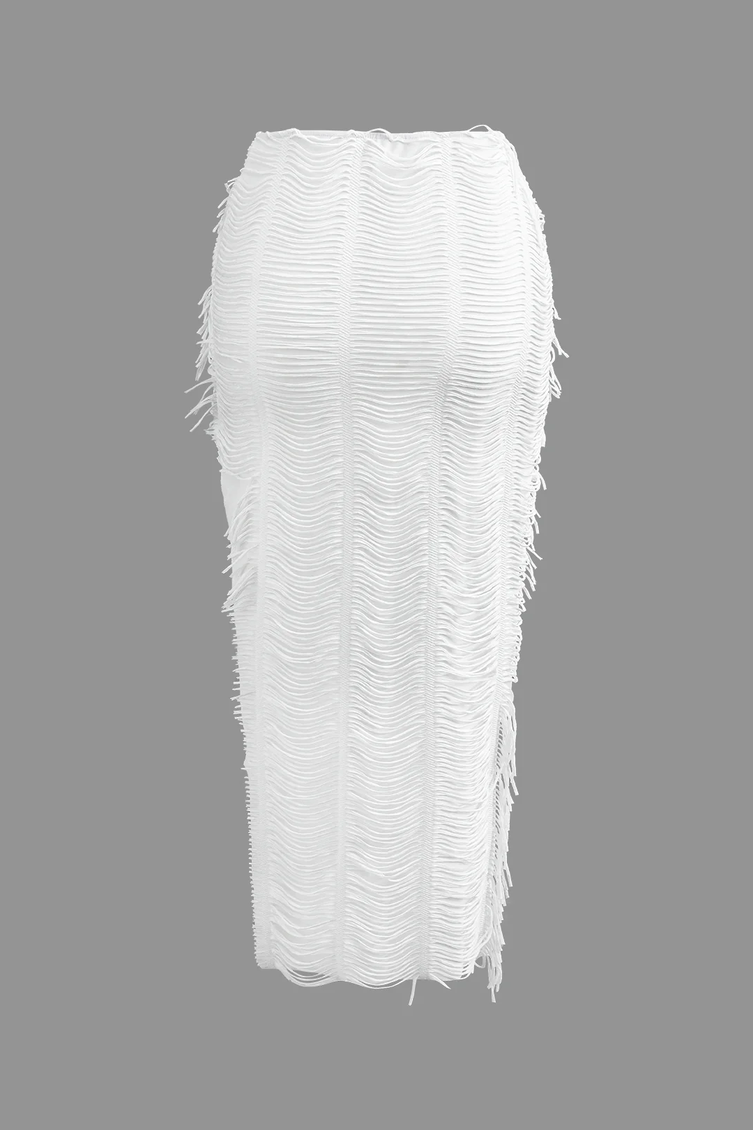 Plus Size Distressed V-neck Cap Sleeve Crop Top And Slit Maxi Skirt Set - Image 9