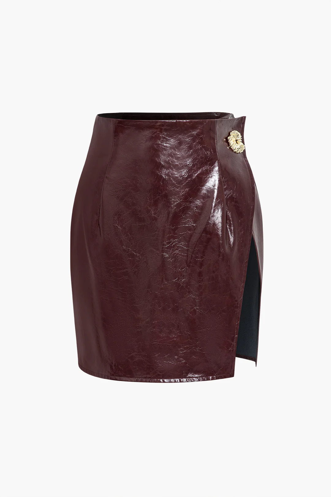 Asymmetrical Faux Leather Skirt Set - Image 4