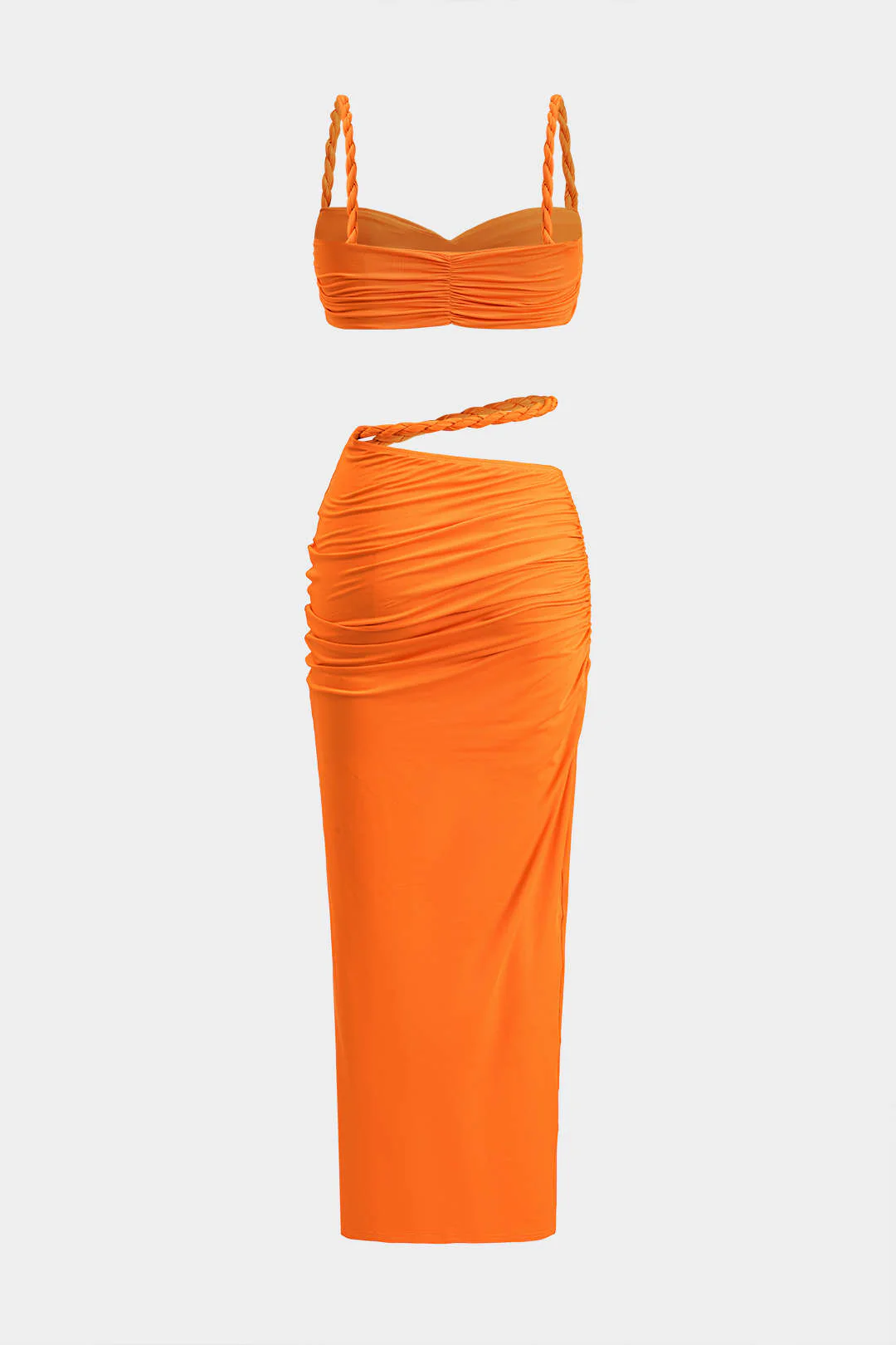 Ruched Backless Cami Top And Cut Out Skirt Set - Image 2