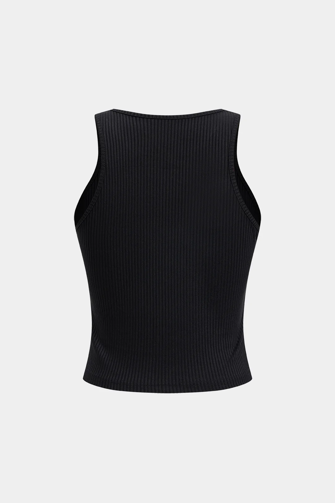 Ribbed Tank Top And Contrast Asymmetrical Zipper Skirt Set - Image 3