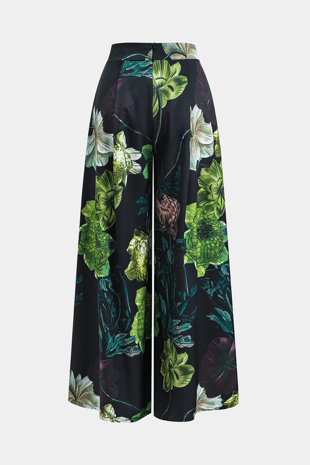 Ruched Short Sleeve Top And Floral Print Zipper Wide Leg Trousers Set - Image 5