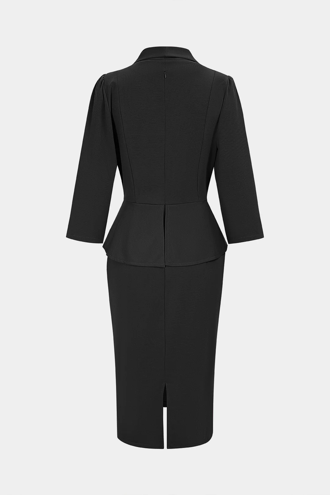 V-Neck Lapel Long-Sleeve Midi Dress - Image 2