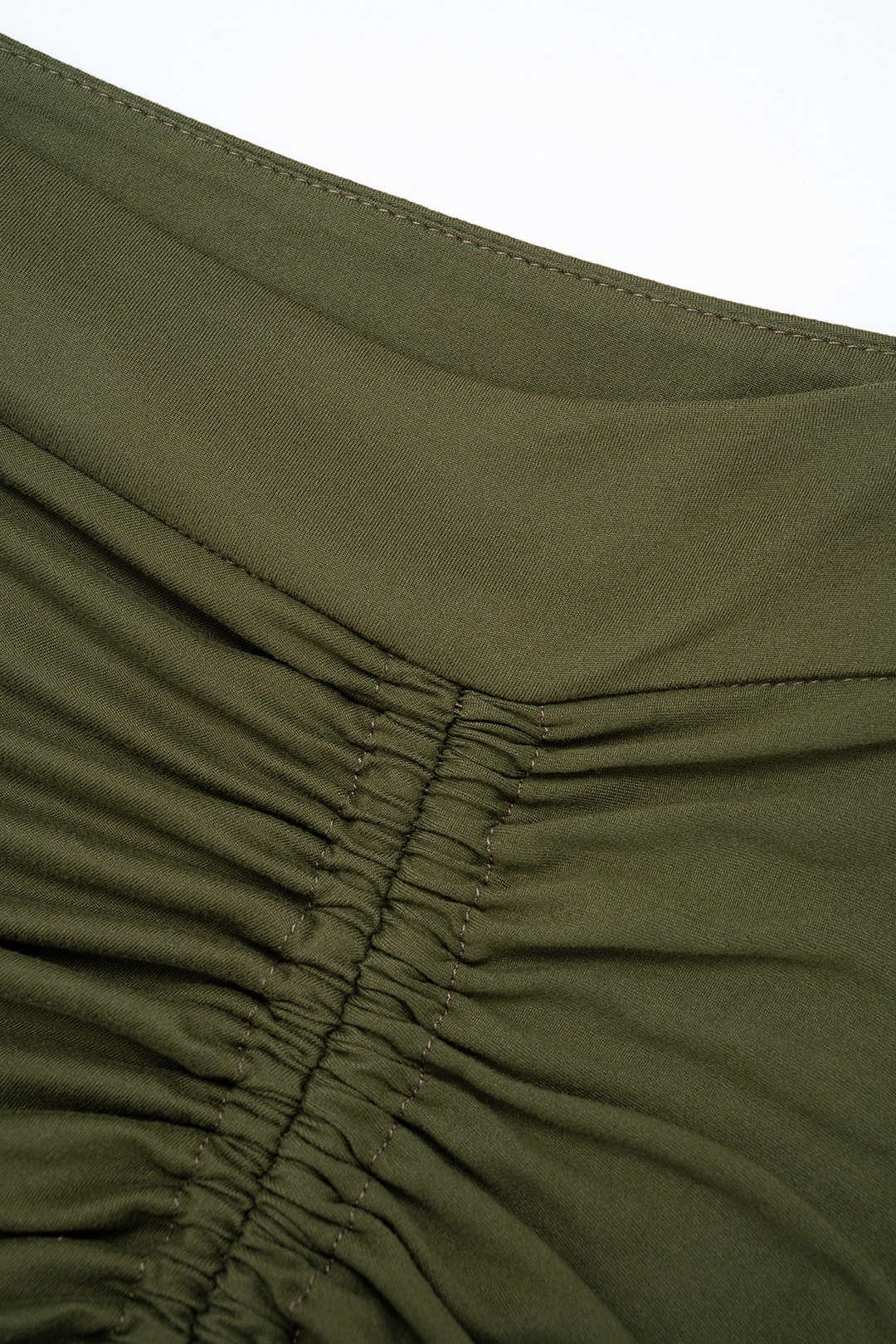 Solid Round Neck Cami Top And Drawstring Ruched Skirt Set - Image 3