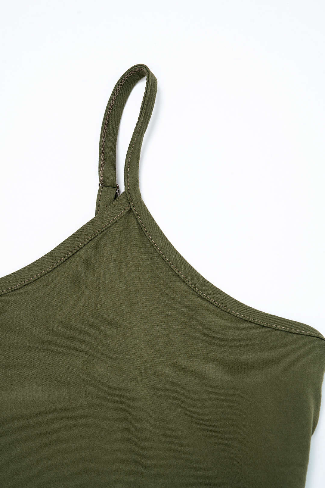 Solid Round Neck Cami Top And Drawstring Ruched Skirt Set - Image 5