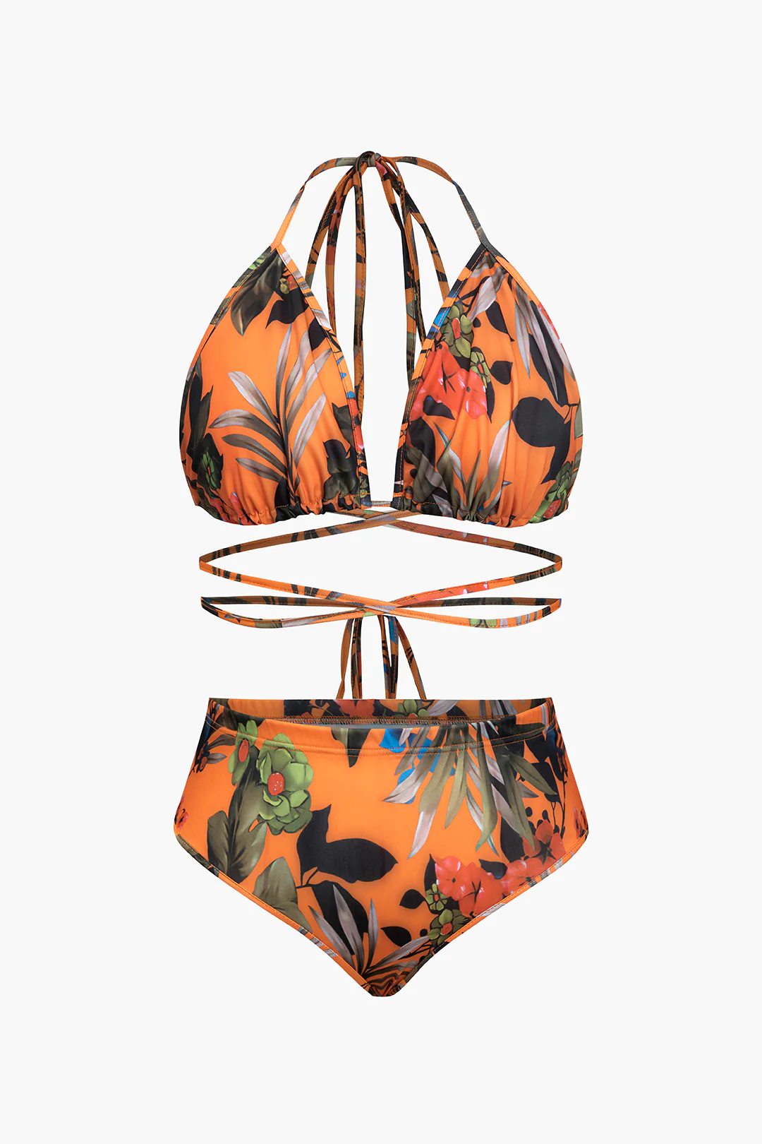 Plus Size Floral Print Bikini And Wide Leg Pants Set - Image 6
