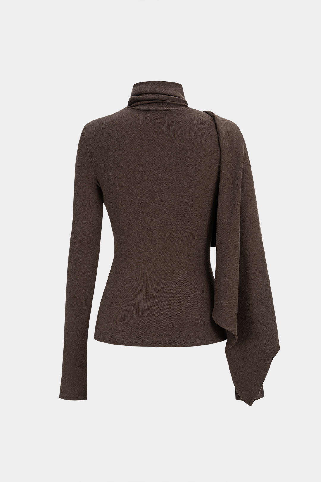 Solid High Callor Ruched Long-Sleeve Top - Image 2