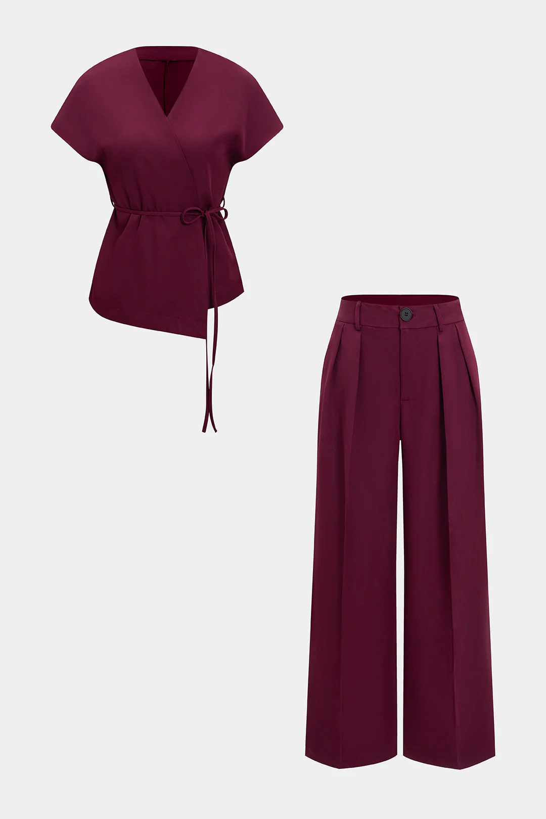 Tie-Up Strappy Short-Sleeve Top And Pants Set