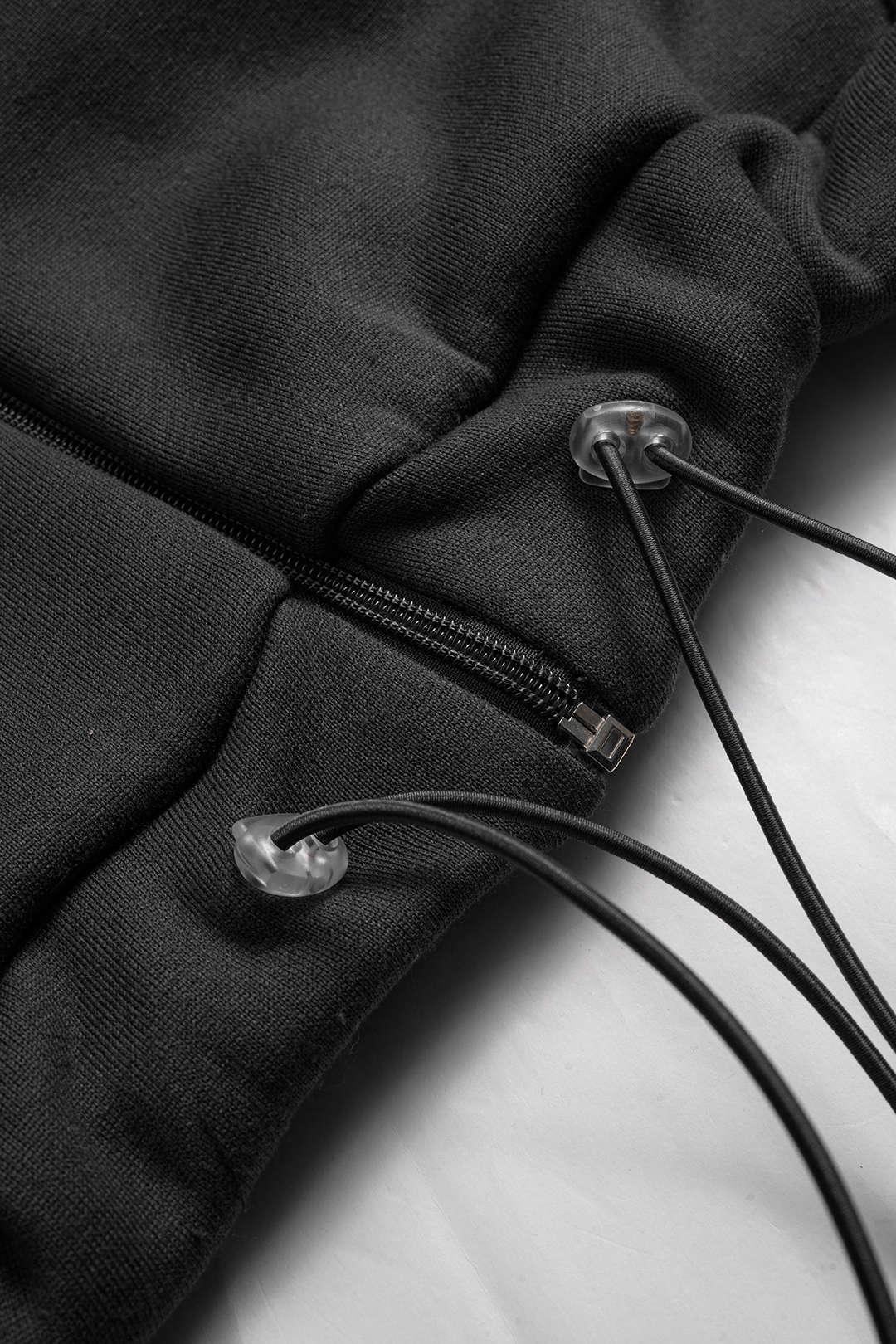 Drawstring Zipper Hoodie And Straight Leg Tie-Up Trousers Set - Image 4
