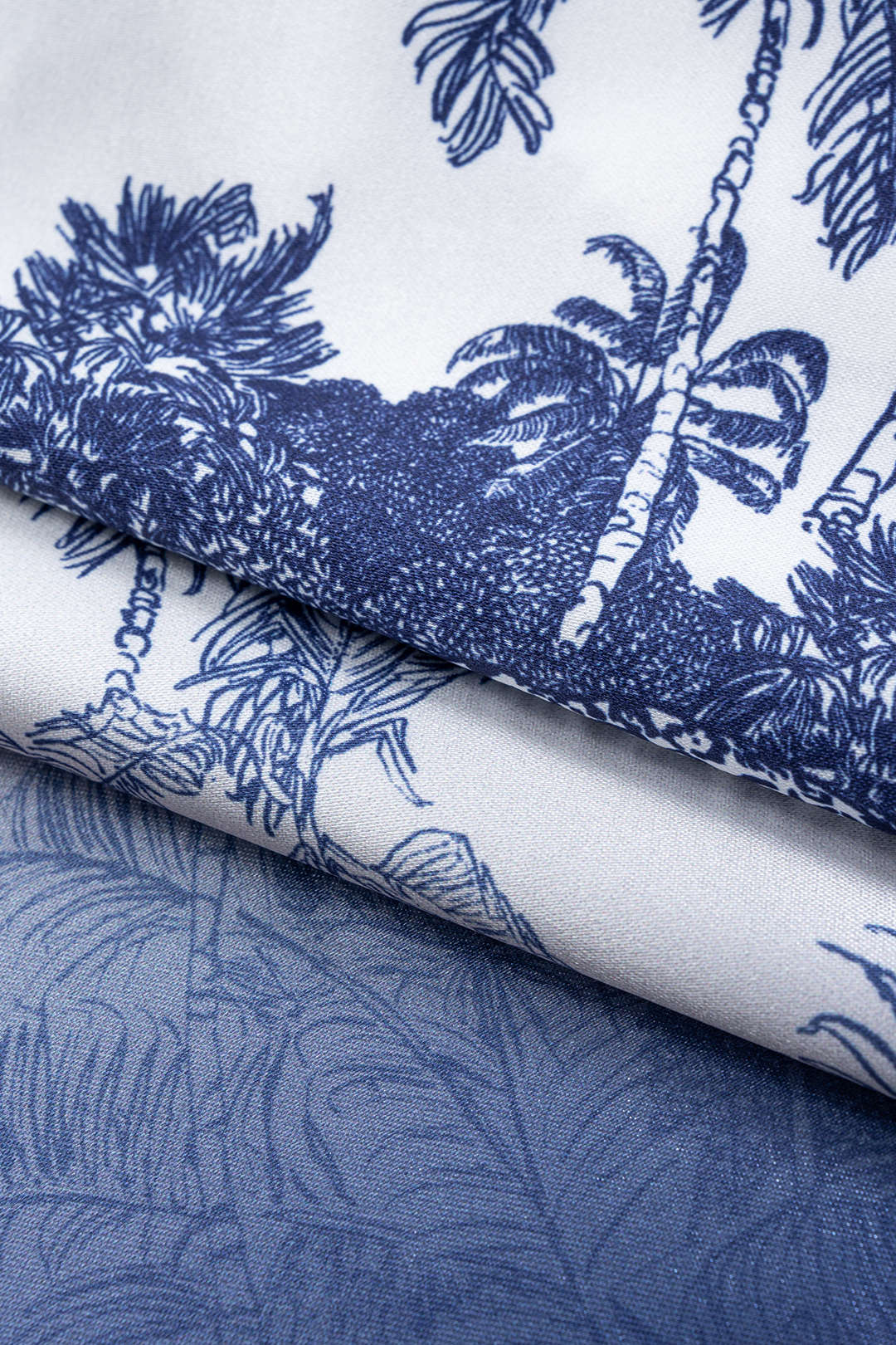 Satin Palm Leaf Print Button Long-Sleeve Shirt And Shirred Waistband Trousers Set - Image 4