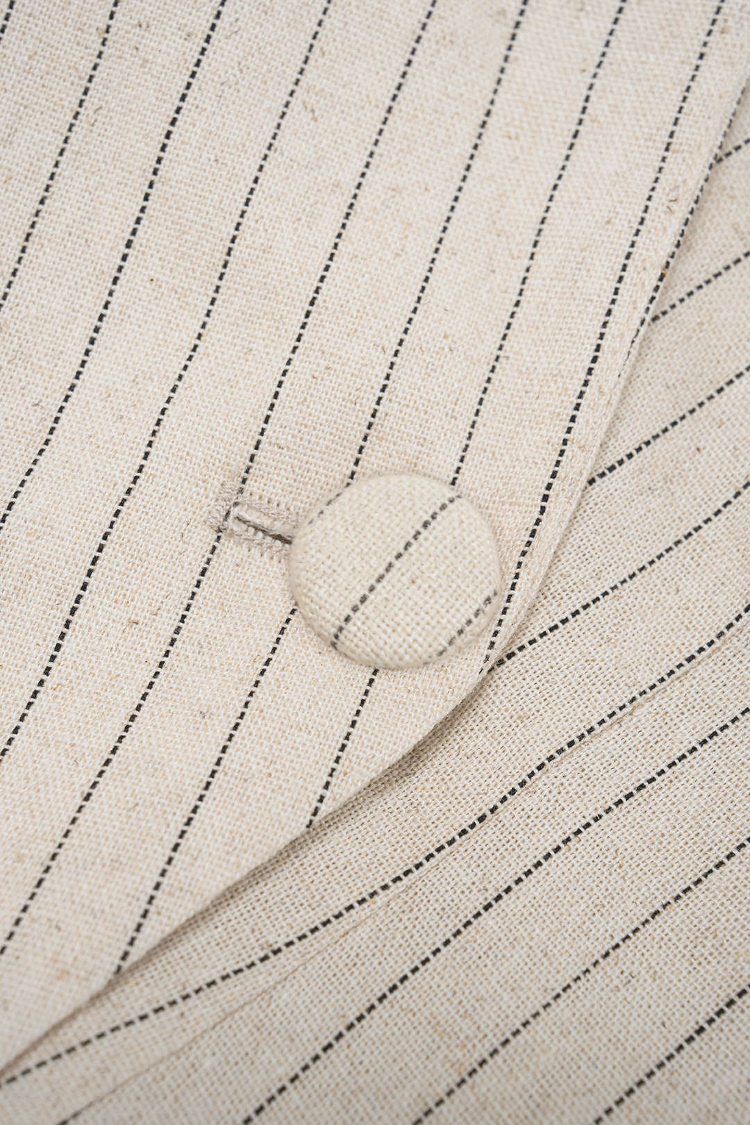 Stripes Print Linen Notched Lapel Tie Back Blazer And Wide Leg Pants Set - Image 5