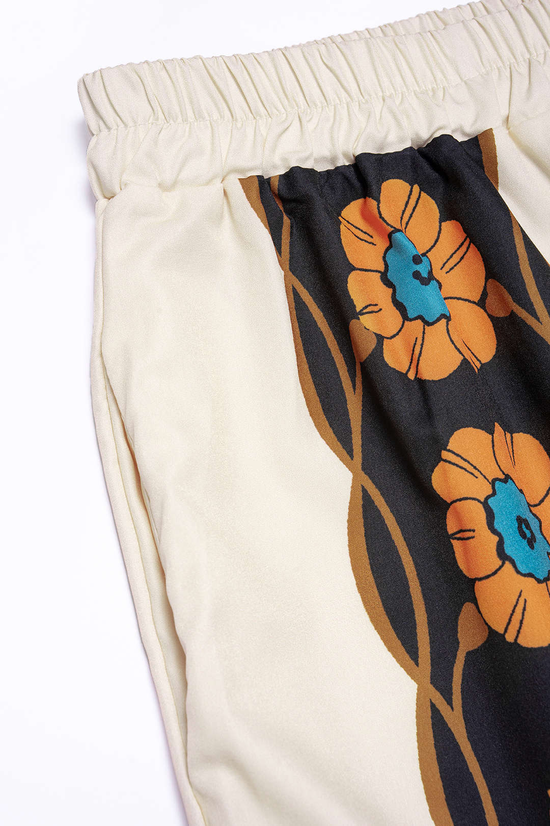Tropical Print Button Long Sleeve Shirt And Wide Leg Pants Set - Image 3