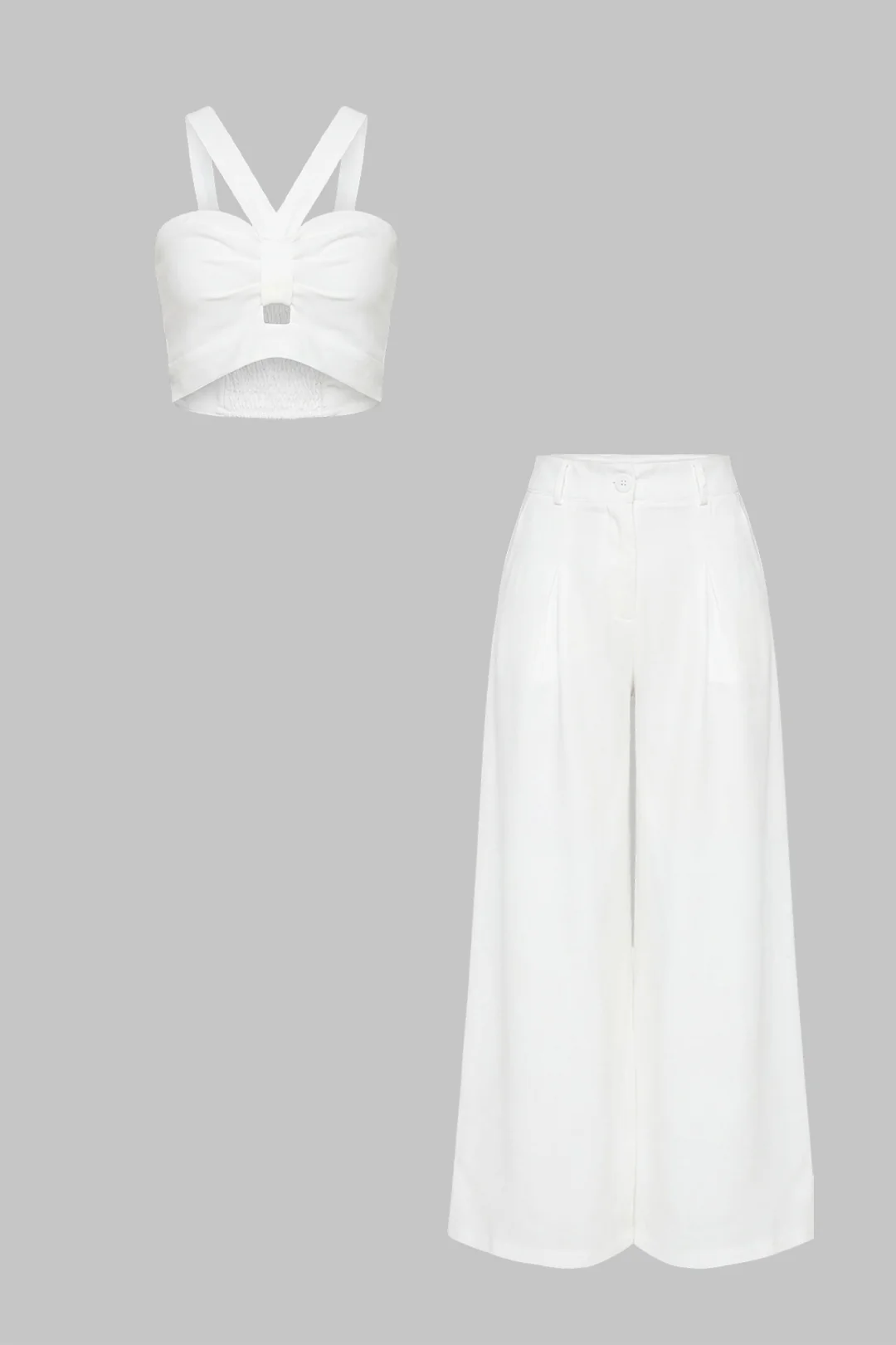 V-Neck Cut Out Tank Top And Wide Leg Pants