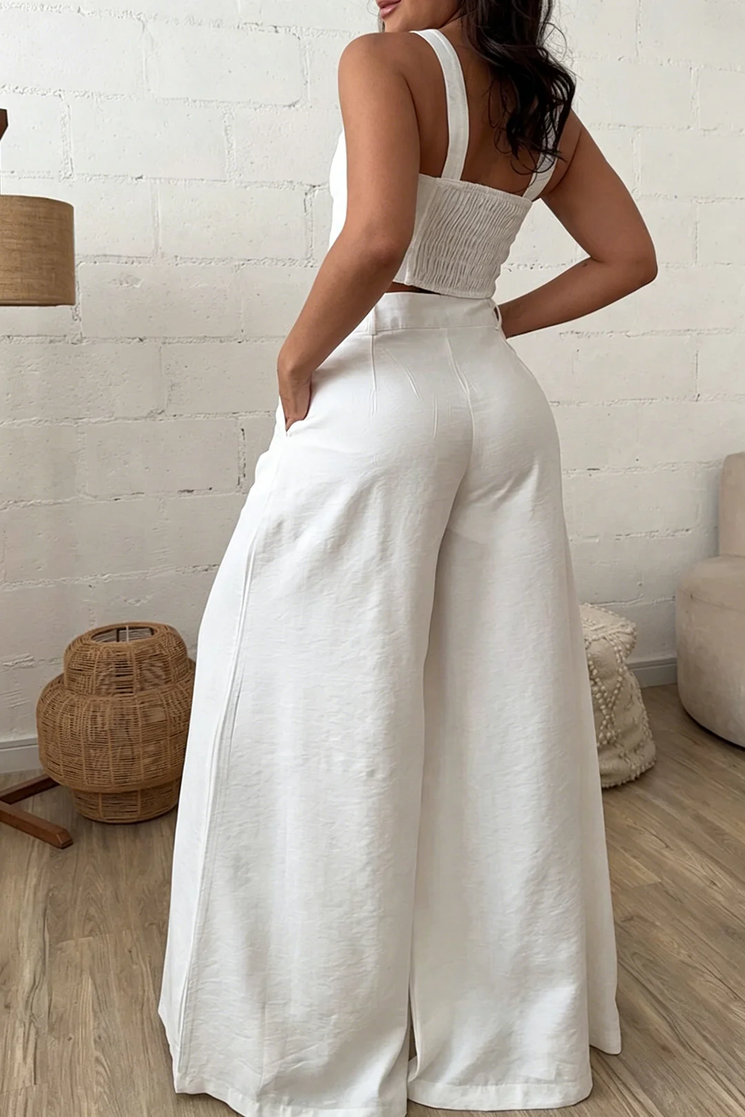V-Neck Cut Out Tank Top And Wide Leg Pants - Image 5