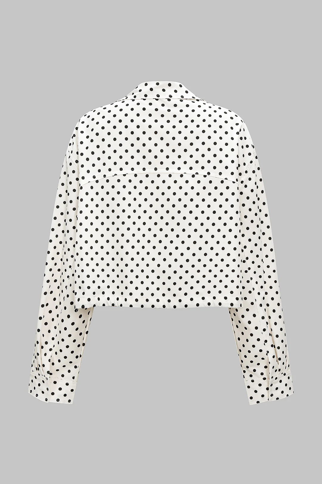 Polka Dots Print Zipper Long-Sleeve Top - Image 2