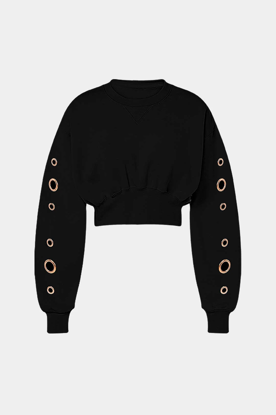 Metallic Eyelet Long-Sleeve Top