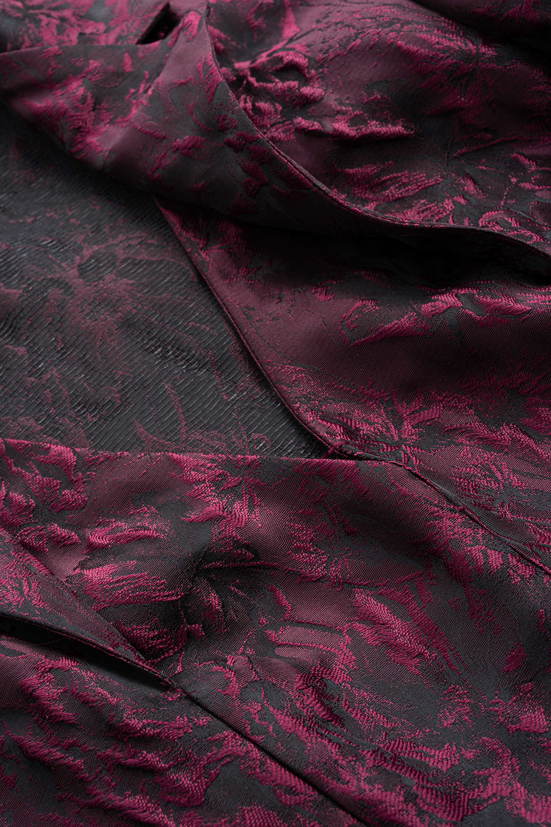 Floral Print Jacquard Notched Lapel Long Sleeve Bodysuit - Image 3